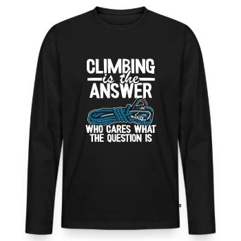 Klettern Ist Die Antwort Kletterer Bouldern Lustig - Männer Premium Bio Langarmshirt - Schwarz - Vorne - Nico (187cm)