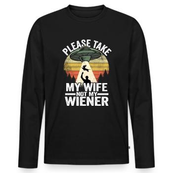 Teckel papa maître teckel propriétaire blaireau - T-shirt manches longues Premium bio Homme - noir - Devant - Nico (187cm)