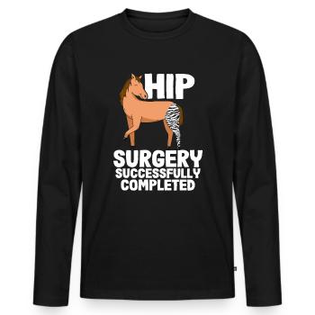 Récupération amusante Nouvelle chirurgie de la hanche - T-shirt manches longues Premium bio Homme - noir - Devant - Nico (187cm)