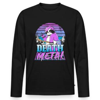 Retrowave Pastel Goth Sloth 80s Retro Death Metal - Men's Premium Organic Long Sleeve Shirt - black - Front - Nico (187cm)