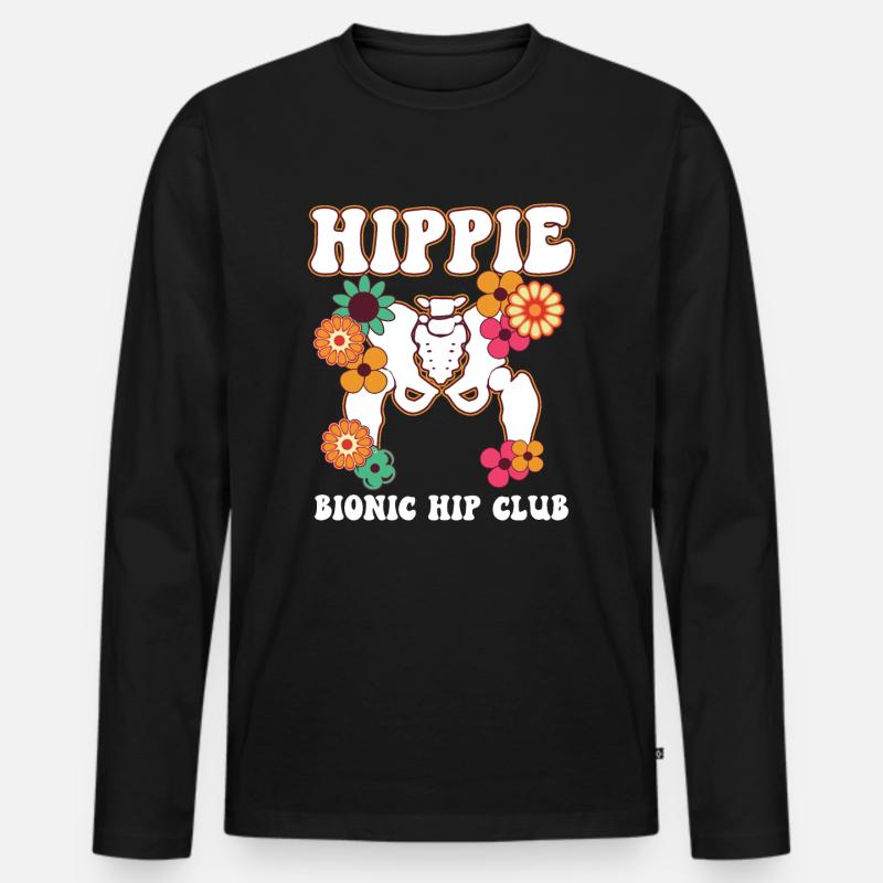 Genesung Neue Hüfte Hüft OP Operation Geschenk - Männer Premium Bio Langarmshirt - Schwarz