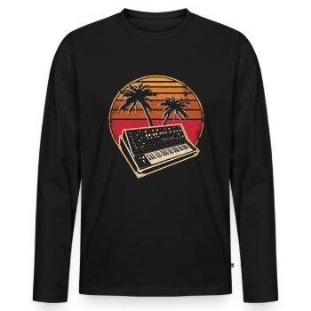 Synthétiseur analogique Vintage 70s Sunset Synth - T-shirt manches longues Premium bio Homme - noir - Devant - Nico (187cm)