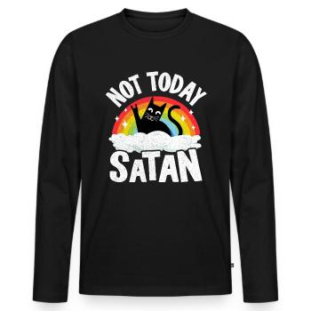 Not Today Satan Funny Heavy Metal - Men's Premium Organic Long Sleeve Shirt - black - Front - Nico (187cm)