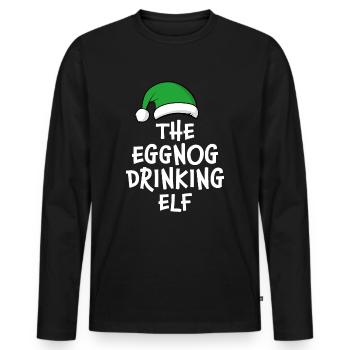 L’elfe buveur de lait de poule - T-shirt manches longues Premium bio Homme - noir - Devant - Nico (187cm)