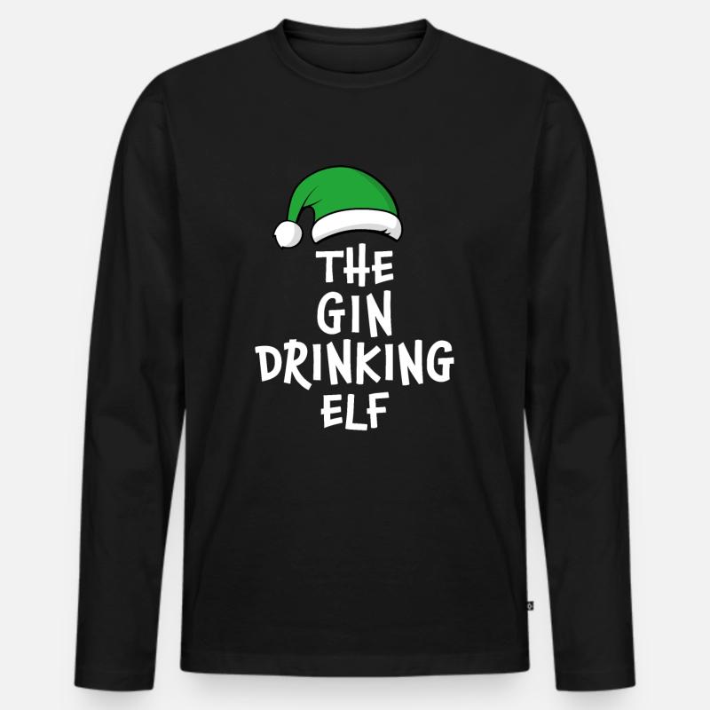 The Gin Drinking Elf - Men's Premium Organic Long Sleeve Shirt - black
