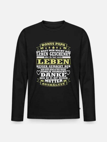 Bonuspapa Bonus Dad Papa Ersatzvater - Männer Premium Bio Langarmshirt - Schwarz