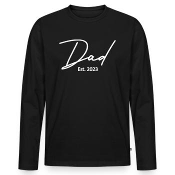 2023, Dad To Be, Schwangerschaftsankündigung - Männer Premium Bio Langarmshirt - Schwarz - Vorne - Nico (187cm)
