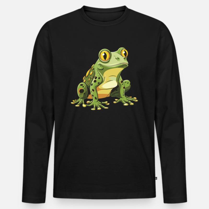 Frosch Tier - Männer Premium Bio Langarmshirt - Schwarz