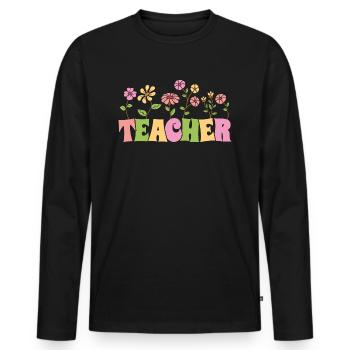 Fleurs colorées Cadeau d’enseignant pour la journée de l’enseignant - T-shirt manches longues Premium bio Homme - noir - Devant - Nico (187cm)
