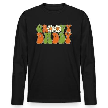 Retro Groovy Daddy Matching Family Baby Shower - Men's Premium Organic Long Sleeve Shirt - black - Front - Nico (187cm)