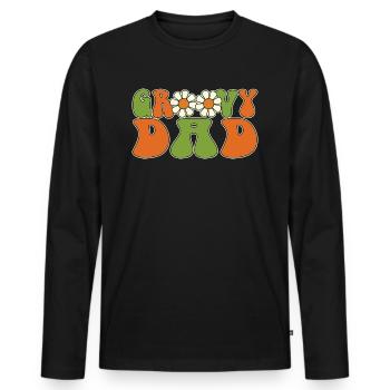 Retro Groovy Dad Matching Family Baby Shower - Men's Premium Organic Long Sleeve Shirt - black - Front - Nico (187cm)