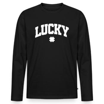 Cadeau de la Saint-Patrick Trèfle Hommes, Femmes, Enfants - T-shirt manches longues Premium bio Homme - noir - Devant - Nico (187cm)