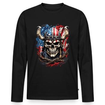 US-Wikinger-Krieger - Männer Premium Bio Langarmshirt - Schwarz - Vorne - Nico (187cm)