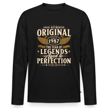 Original 1987 Vintage Born Cadeau d’anniversaire - T-shirt manches longues Premium bio Homme - noir - Devant - Nico (187cm)