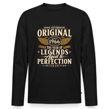 Original 1966 Vintage Born Cadeau d’anniversaire - T-shirt manches longues Premium bio Homme - noir - Devant - Nico (187cm)