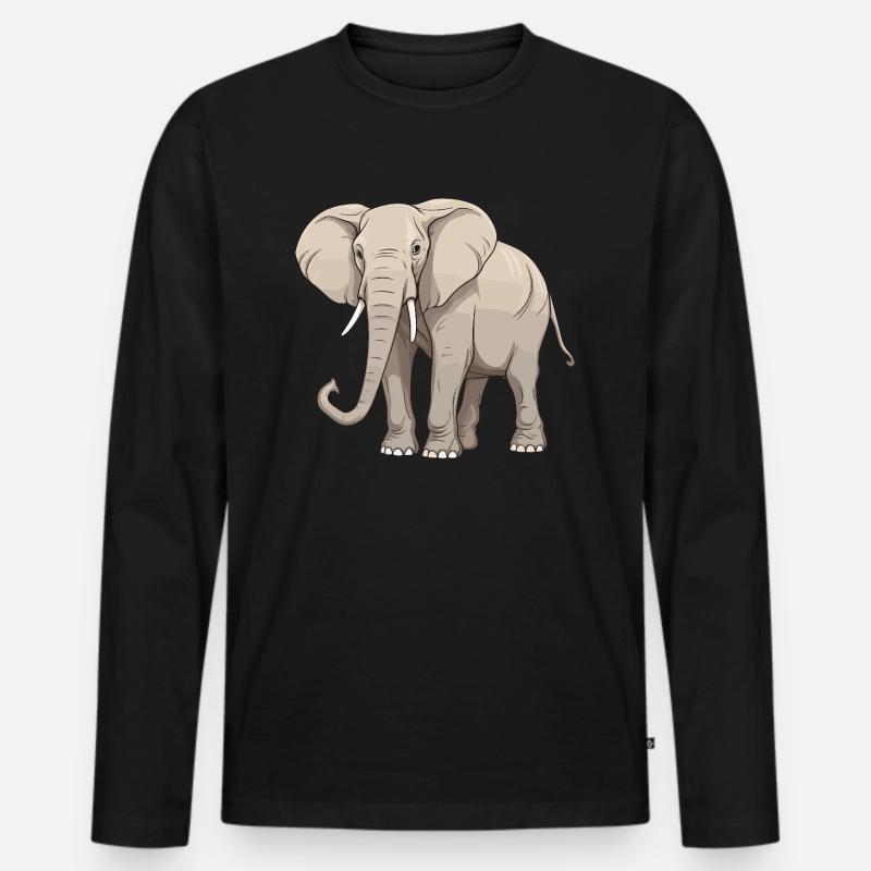 Elefant Tier - Männer Premium Bio Langarmshirt - Schwarz