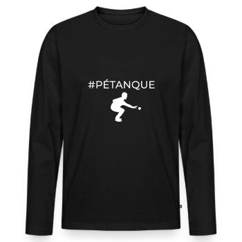 #pétanque - T-shirt manches longues Premium bio Homme - noir - Devant - Nico (187cm)