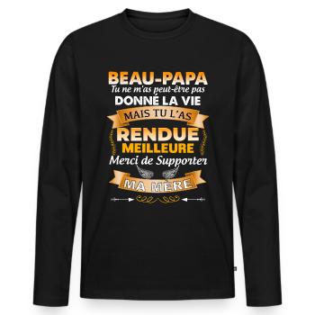 Beau papa parfait, idée cadeau famille - T-shirt manches longues Premium bio Homme - noir - Devant - Nico (187cm)