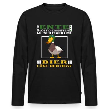 ente entensammlung entenliebhaber mag enten bier - Männer Premium Bio Langarmshirt - Schwarz - Vorne - Nico (187cm)