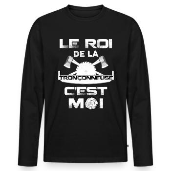 Garde forestier roi de la tronçonneuse - T-shirt manches longues Premium bio Homme - noir - Devant - Nico (187cm)
