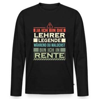 lehrer legende in rente - Männer Premium Bio Langarmshirt - Schwarz - Vorne - Nico (187cm)