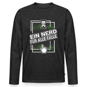 nerd administrator IT abteilung pixel coder - Männer Premium Bio Langarmshirt - Anthrazit meliert - Vorne - Nico (187cm)