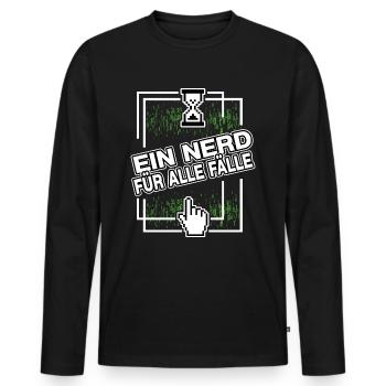 nerd administrator IT abteilung pixel coder - Männer Premium Bio Langarmshirt - Schwarz - Vorne - Nico (187cm)