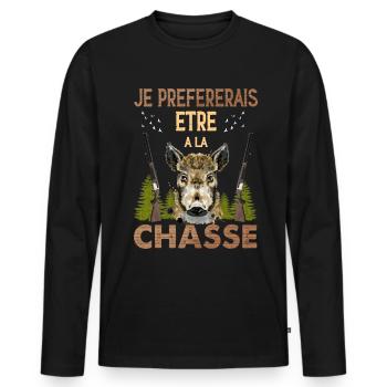 Chasse Message Pour Chasseur - T-shirt manches longues Premium bio Homme - noir - Devant - Nico (187cm)