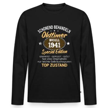 Oldtimer Baujahr 1941 Geboren Jahrgang 1941 - Männer Premium Bio Langarmshirt - Schwarz - Vorne - Nico (187cm)