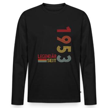 Geburtstag Geboren 1953 Mann Legendär seit 1953 - Männer Premium Bio Langarmshirt - Schwarz - Vorne - Nico (187cm)