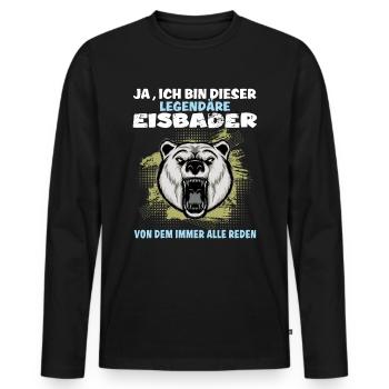 eisbaden legendärer eisbader kneipp kryotherapie - Männer Premium Bio Langarmshirt - Schwarz - Vorne - Nico (187cm)
