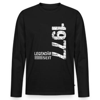 Geburtstag Geboren 1977 Mann Legendär seit 1977 - Männer Premium Bio Langarmshirt - Schwarz - Vorne - Nico (187cm)