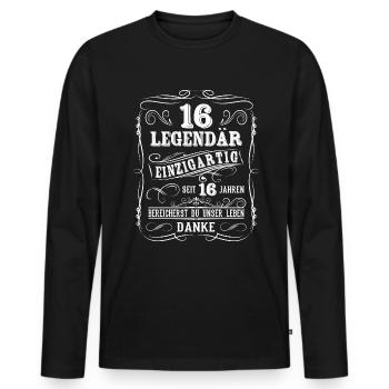 16. Geburtstag Geschenk Legendär 16 Jahre Frauen - Männer Premium Bio Langarmshirt - Schwarz - Vorne - Nico (187cm)