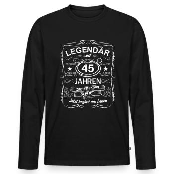 45. Geburtstag Geschenk Legendär 45 Jahre Frauen - Männer Premium Bio Langarmshirt - Schwarz - Vorne - Nico (187cm)