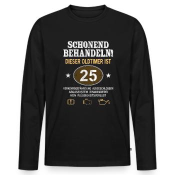 Schonend Behandeln Oldtimer Ist 25 Jahre 25. - Männer Premium Bio Langarmshirt - Schwarz - Vorne - Nico (187cm)