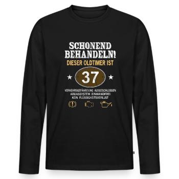 Schonend Behandeln Oldtimer Ist 37 Jahre 37. - Männer Premium Bio Langarmshirt - Schwarz - Vorne - Nico (187cm)
