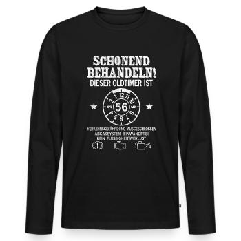 Schonend Behandeln Oldtimer Ist 56 Jahre 56. - Männer Premium Bio Langarmshirt - Schwarz - Vorne - Nico (187cm)