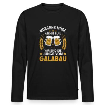 Morgens Müde Abends Blau Die Jungs vom Galabau - Männer Premium Bio Langarmshirt - Schwarz - Vorne - Nico (187cm)