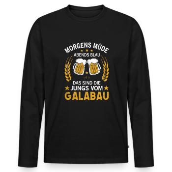 Morgens Müde Abends Blau Die Jungs vom Galabau - Männer Premium Bio Langarmshirt - Schwarz - Vorne - Nico (187cm)