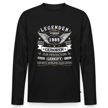Legenden 1985 Geboren Geschenk Jahrgang 1985 - Männer Premium Bio Langarmshirt - Schwarz - Vorne - Nico (187cm)