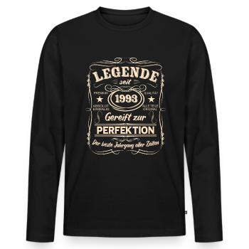 Legenden 1993 Geboren Geschenk Jahrgang 1993 - Männer Premium Bio Langarmshirt - Schwarz - Vorne - Nico (187cm)