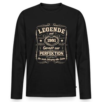 Legenden 1991 Geboren Geschenk Jahrgang 1991 - Männer Premium Bio Langarmshirt - Schwarz - Vorne - Nico (187cm)