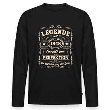 Legenden 1948 Geboren Geschenk Jahrgang 1948 - Männer Premium Bio Langarmshirt - Schwarz - Vorne - Nico (187cm)