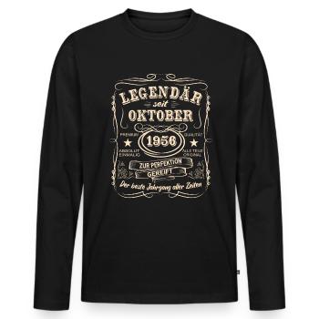 Legenden Oktober 1956 Geboren Jahrgang 1956 - Männer Premium Bio Langarmshirt - Schwarz - Vorne - Nico (187cm)