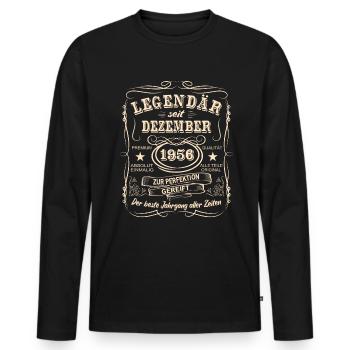 Legenden Dezember 1956 Geboren Jahrgang 1956 - Männer Premium Bio Langarmshirt - Schwarz - Vorne - Nico (187cm)