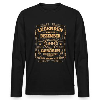 Legenden Dezember 1956 Geboren Jahrgang 1956 - Männer Premium Bio Langarmshirt - Schwarz - Vorne - Nico (187cm)