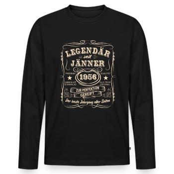 Legenden Jänner 1956 Geboren Jahrgang 1956 - Männer Premium Bio Langarmshirt - Schwarz - Vorne - Nico (187cm)