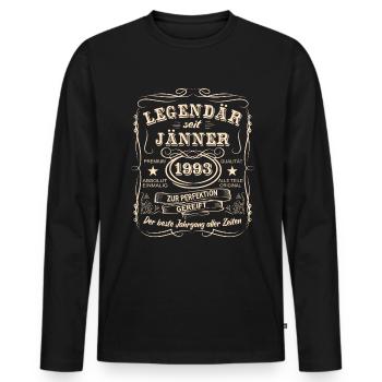 Legends January 1993 Born 1993 - Men's Premium Organic Long Sleeve Shirt - black - Front - Nico (187cm)