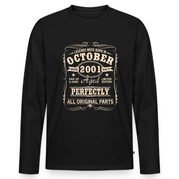 Vintage Oktober 2001 Geburtstag - Männer Premium Bio Langarmshirt - Schwarz - Vorne - Nico (187cm)