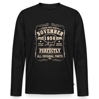 Vintage November 1956 Geburtstag - Männer Premium Bio Langarmshirt - Schwarz - Vorne - Nico (187cm)
